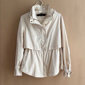 Zara Basic Ivory/Cream Women’s Hooded Jacket - Classic Casual Coat